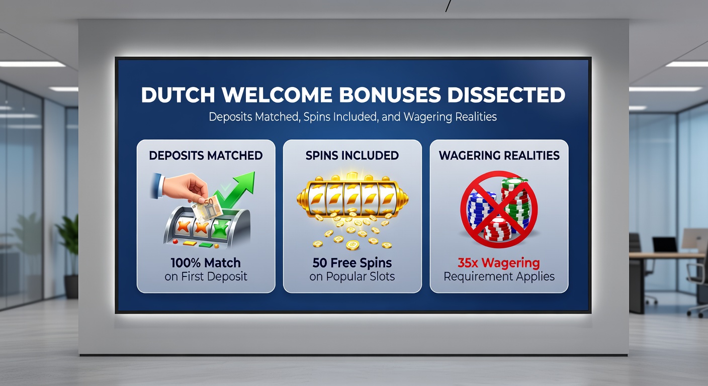 Voorbeeld van een casino-interface met actieve welkomstbonus, spins en wagering-tracker