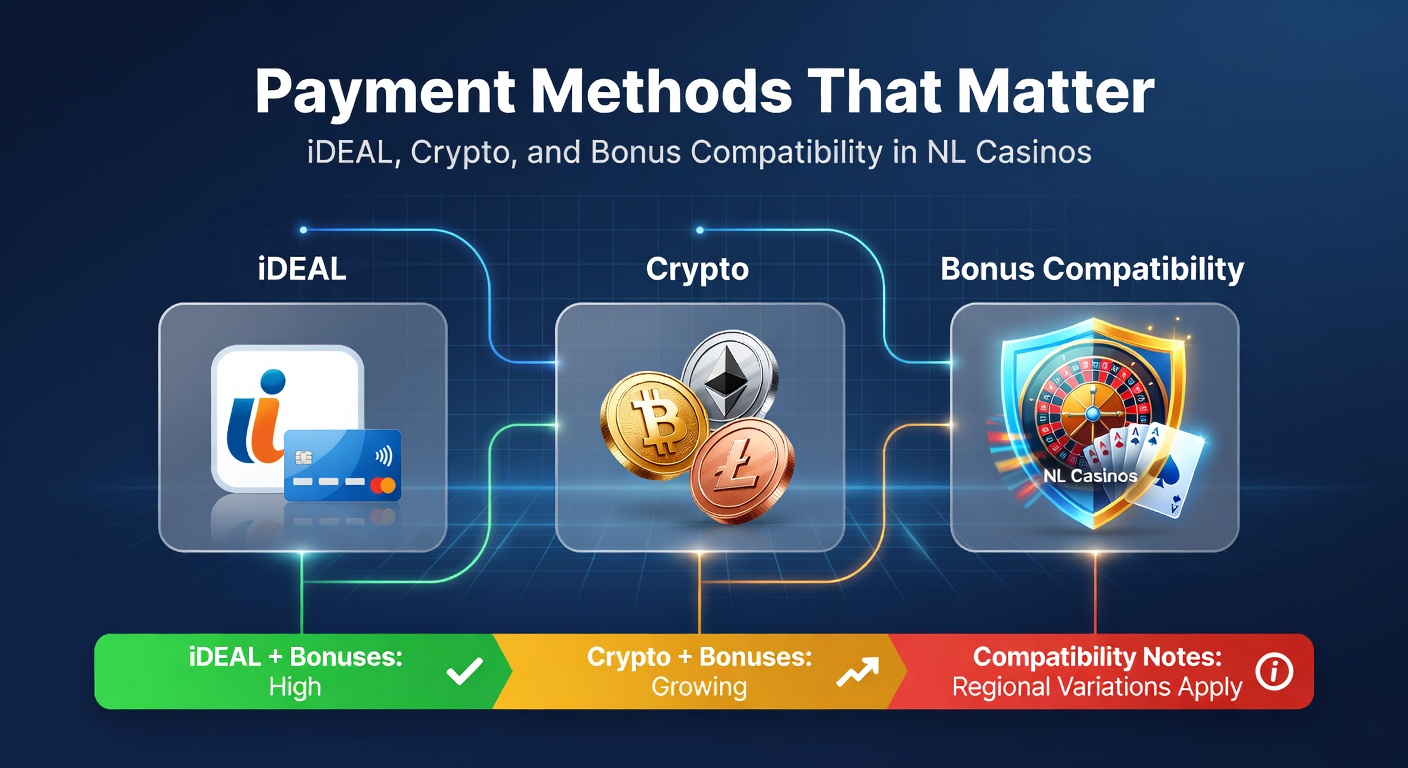Grafiek met vergelijking van crypto- en iDEAL-transactiesnelheden in Nederlandse casino's, inclusief bonusvereisten
