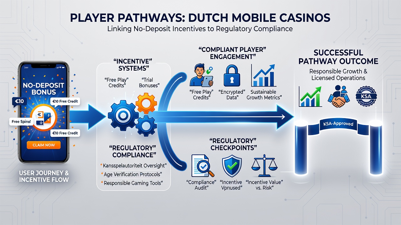 Mobiele casino interface met no-deposit bonussen en compliance controles